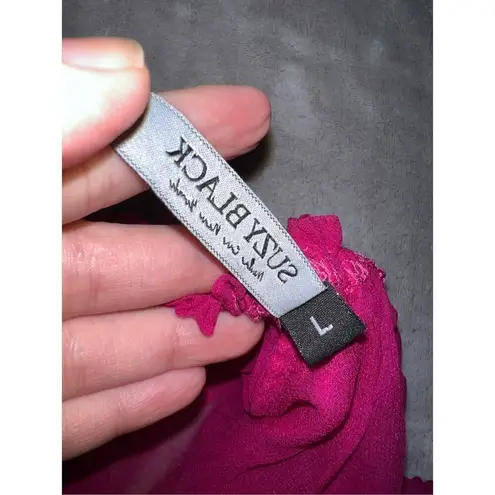 Women’s Suzy Black Pink 100% SILK MIDI Dress Large Pink