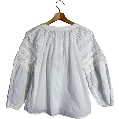 Faherty Enna Button Up Blouse Top Womens XXS White Boho Flowy Organic Cotton NWT