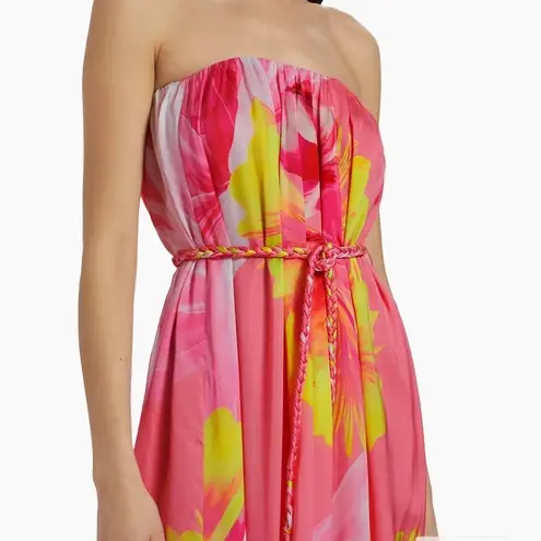 NWT Hemant & Nandita Strapless Floral Maxi Dress Size Small Pink