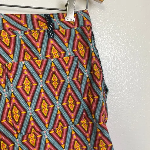 Sundance Kalini Shorts Womens S/M Mixed Print Multi Cuffed Boho Pockets Tassel Orange Size M