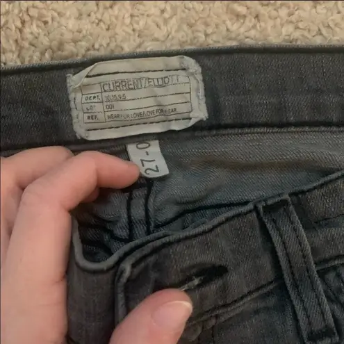 Current/Elliott Current/Elliot gray cropped straight leg jeans