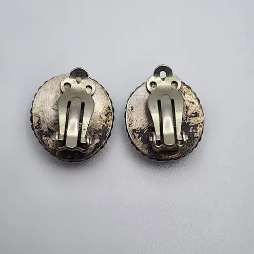 Vintage Sterling Silver Twisted Rope & Turquoise Stone Clip