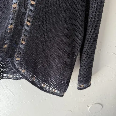 Norton Mcnaughton Sweater Vintage Large Open Knit Button Front Cottage