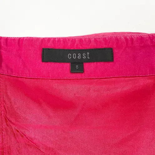 Y2K Coast Silk‎ Dress Womens 8 Ruffled Dopamine Strapless Fairycore Maximalist Pink