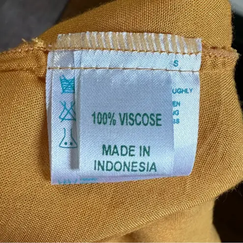 Poupette St Barth Boho Embroidered Off Shoulder Mini Dress Mustard Yellow Size L Gold Size L