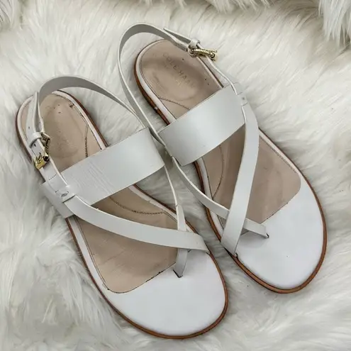 Cole Haan  White Leather Grand Series Flat Thong Sandals Size 9B