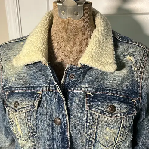 Ralph Lauren  Polo Jeans Co Women’s Distressed Sherpa Cropped Jacket Size S