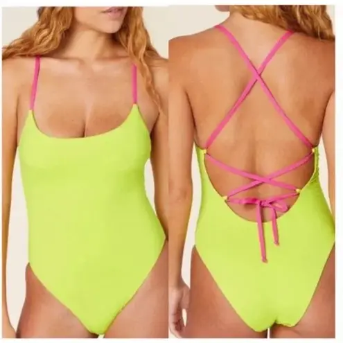 ANDIE NWT  Swim Fiji One Piece Neon Green & Hot Pink Size XS