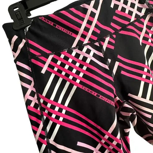 Tommy Hilfiger  Performance Leggings Womens M Pink Plaid Stretch Active Crop