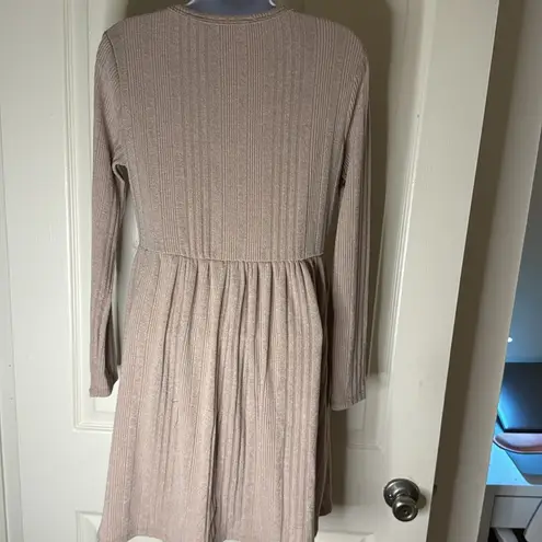 Lush Clothing LONG SLEEVE HENLEY SWEATER DRESS IN IRISH CREAM