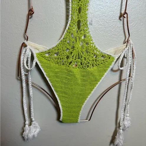 Solid & Striped  The‎ Marina Crochet One Piece In Kiwi Green