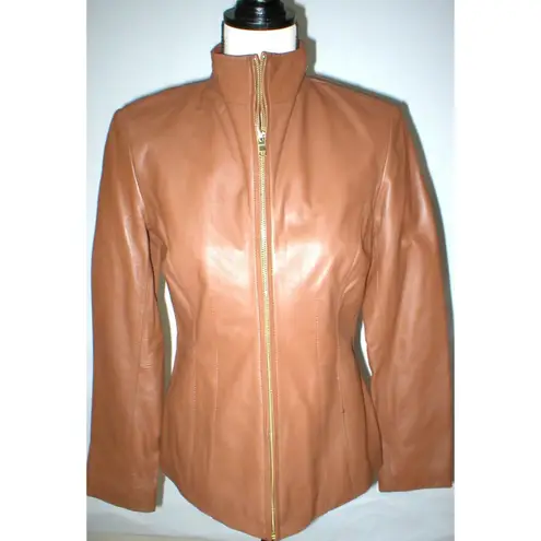 Cole Haan New Womens S Light Brown Soft  Leather Jacket Italian Leather Lined