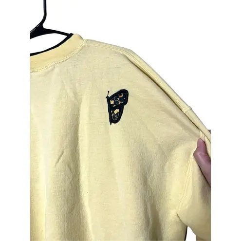 Grandma Cottagecore Butterfly Crewneck Sweatshirt Pullover Size XL Yellow