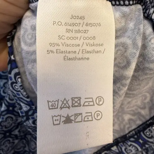 Boden ‘Elodie’ Long Sleeve Wrap Top Geometric Pattern Ruched Women’s Size 12 Blue