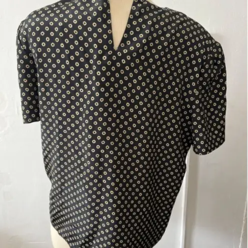 Vintage 80s Casual Corner navy gold geometric pattern 2 piece skirt suit 10