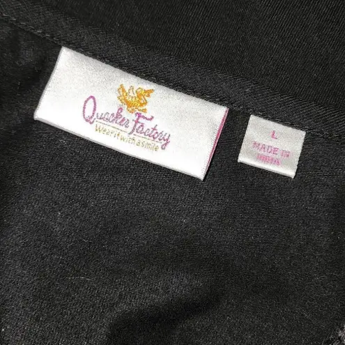 Quacker Factory  Womens Black Embellished‎ V Neck Long Sleeve Shirt Top Large