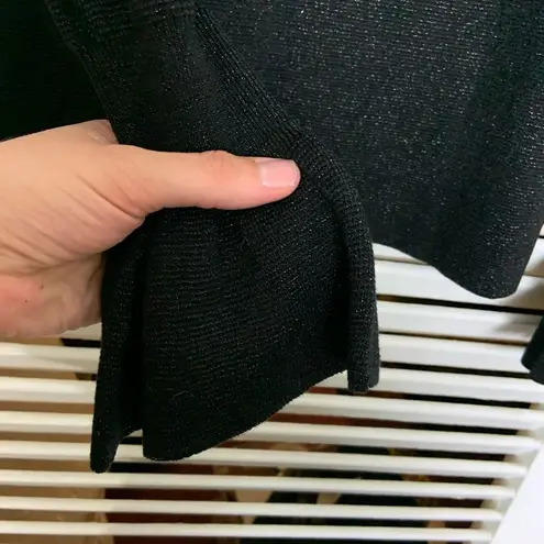 H&M  LG sparkly blk acrylic ruffled sleeve sweater thumbnail 3