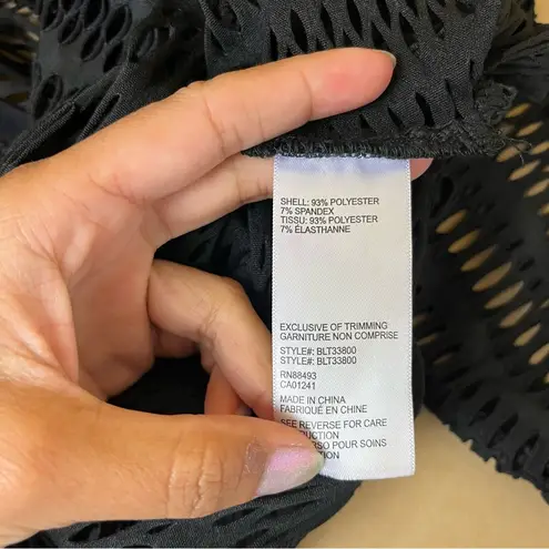 Blanc Noir Linear Mesh Top Long Sleeve in Black