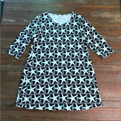 Lulu B Two Toned Blue Starfish UPF 50+ Sheath Dress ~
Size XL💚🍄