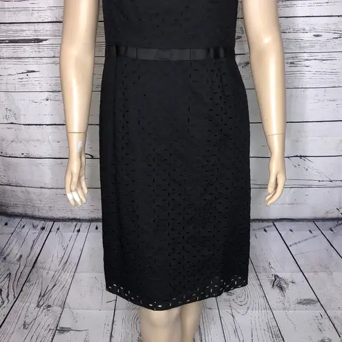 INC International Concepts NWT Size 14W Black Ribbon Bow Cotton Eyelet Dress