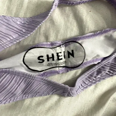 SheIn  Lilac Ribbed Bikini Set | Ring Detail | Cutout Swim | Size S/M