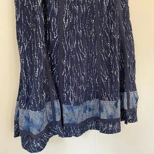 Coldwater Creek Blue midi length skirt ~ embroidery boho bohemian artsy ~ size L