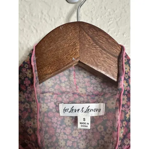 For Love & Lemons Nadia Sheer Turtleneck Crop Top Womans Small Pink