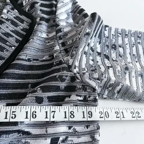 Ming Wang Black White Textured Ribbed Knit Striped Sweater Jacket Small