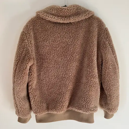 Wilfred Free Aritzia The Teddy Sherpa Full Zip Oversized Jacket Tan Camel