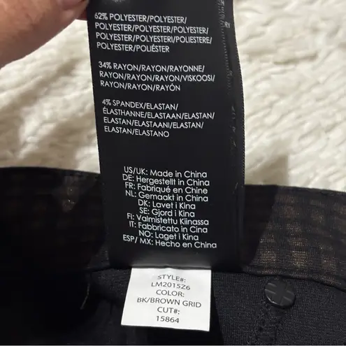 Liverpool Women’s Madonna Skinny Pants in Black Brown Grid size 12 Inseam 31”