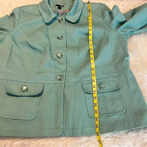 East 5th Woman Button Front Blazer Jacket Size 2X Blue Green Color? 3/4 sleeves