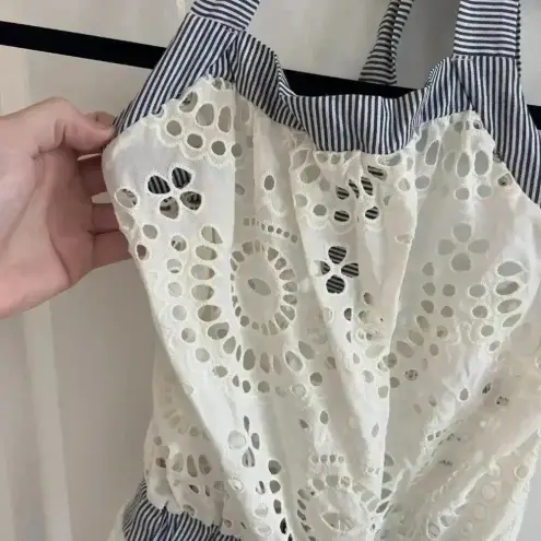 120 NWT Ondademar Eyelet Halter Swim Blouse Size XS White