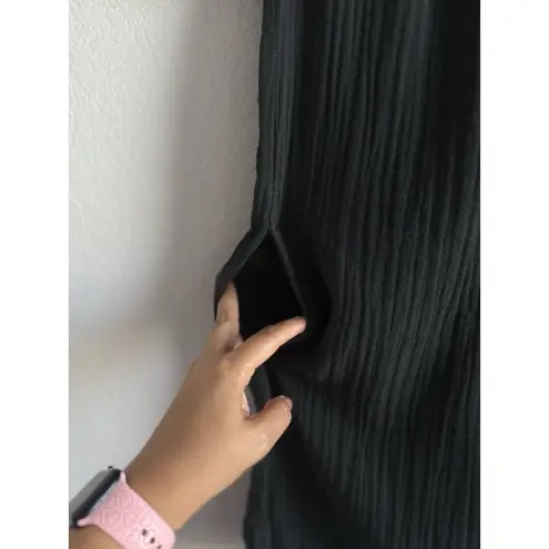 J. Crew Women’s Dress Size Small Black Crinkle Popover Collar Gauzy Relaxed