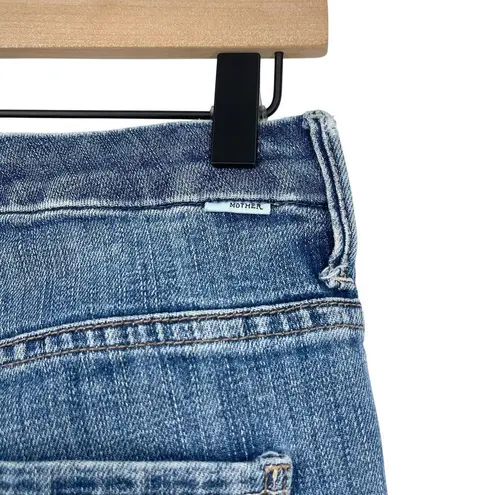 Mother High Waist Double Looker Ankle Fray Fruit Carts Evil Eye Size 25 Blue