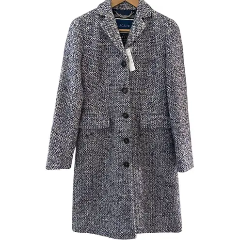 J.Crew  Nalya Italian Tweed Button Front Lady Coat Purple Size 2