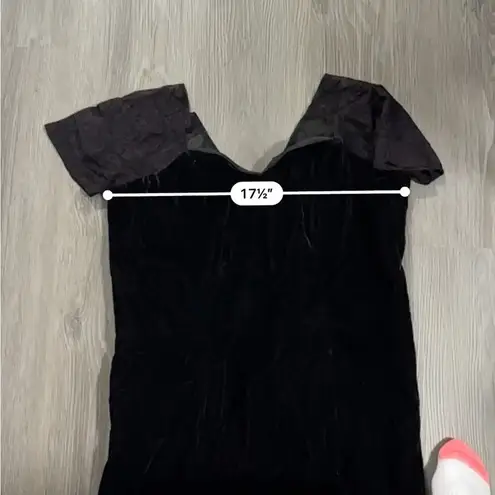 Alfred Angelo Vintage 80s Flirtations Black Velvet Short Sleeve Maxi Dress Sz 20