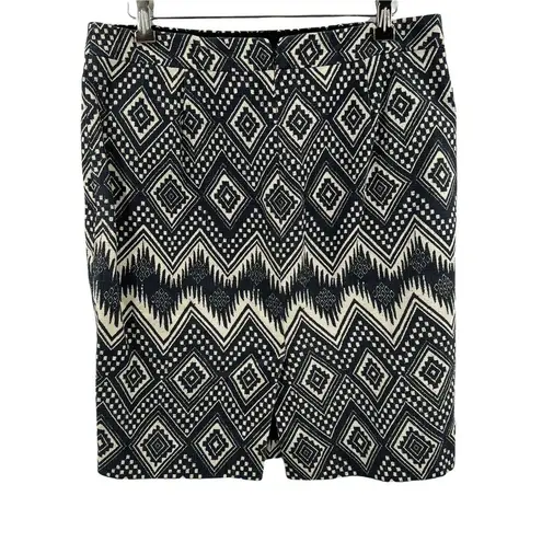 J.Crew  The Pencil Skirt Tan Black Diamond Print Lined Size 6