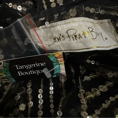 Jen's Pirate Booty Jen’s Pirate Booty Sequin Mesh Mini Dress XS Black Gold Art Deco Cocktail