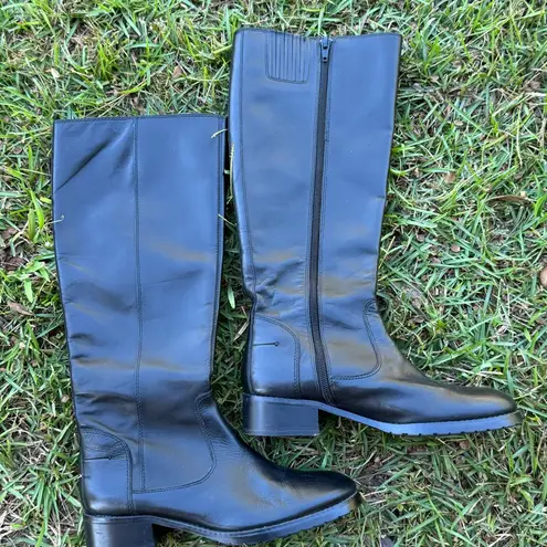 DONALD J PLINER black leather size 6 TALL FLAT RIDING boots Bixbi3