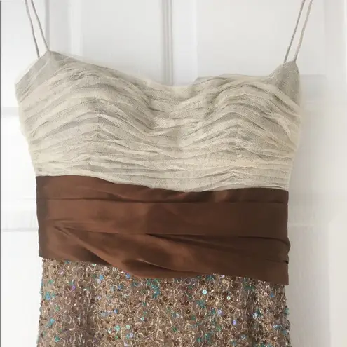 Y2K Jon Valdi Couture Strappy Sequin Open Back Brown Size 6