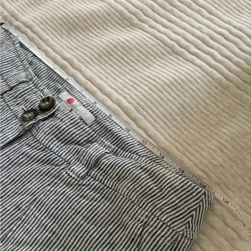 Boden Stripe Navy White Linen Cropped Pant Trouser Women’s US 8P Blue