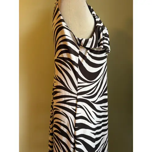 Enfocus Studio Zebra Print Halter Neck Ruffle Dress 12 Y2K boho whimsi animal