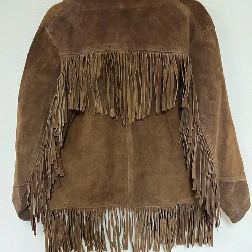 Brown Suede Fringe Leather Jacket Size M