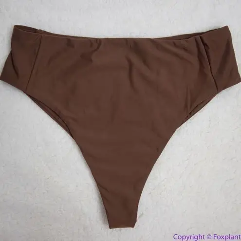 NEW Abysse x free people Benson high waisted bikini bottoms in dark brown, L Brown Size L
