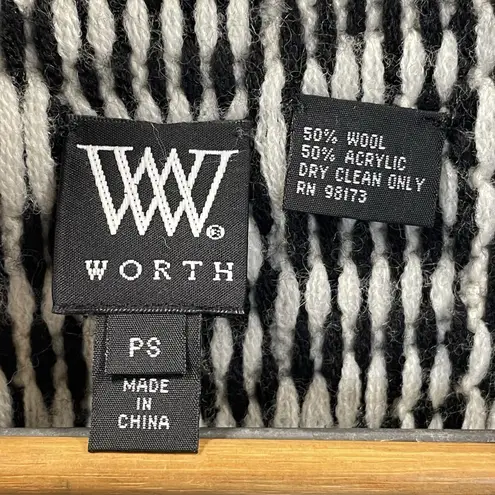W by Worth Womens PS Cardigan Sweater Wool Blend Open Front Aztec Black & White Size undefined