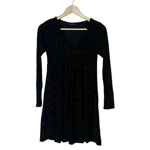 Anna Grace Velvet Geometric Fit & Flare Dress Womens S Black Gothic Whimsygoth