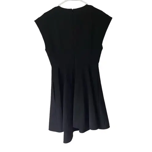 Tibi Black Dress 6 Womens Cap Sleeve Knee Length Career Pleated Knee Length
