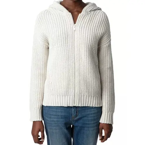 Zadig & Voltaire Anya Zippered Hooded Embroidered Cardigan size L