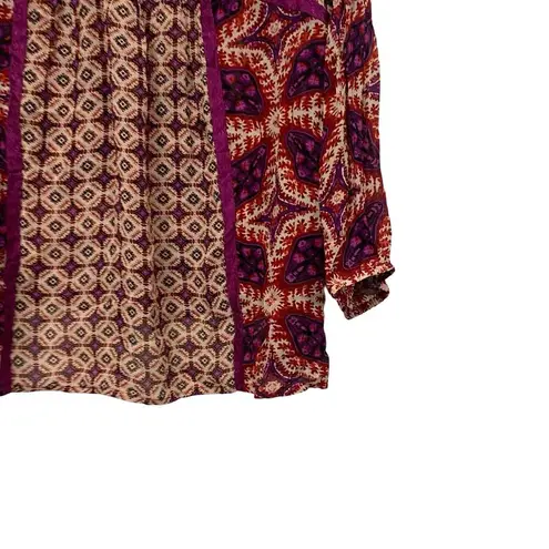 Bila Womens 3/4 Sleeve Drop Shoulder Crochet Trim Top FUSCHIA size XXL