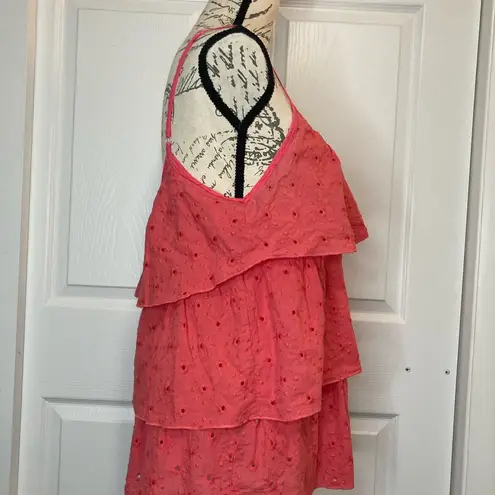 Lsenboye Eyelet Zipper Front Flowy Tank Top Size L